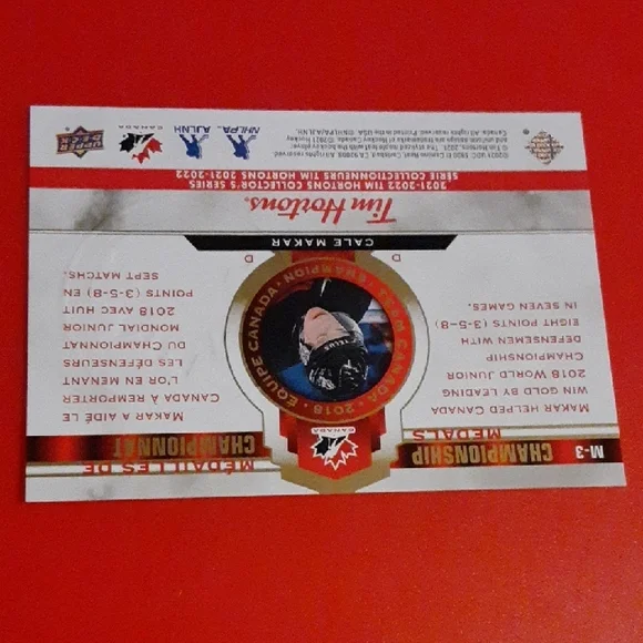 Cale Makar Upper Deck Championship Medals Card - Picture 4 of 4